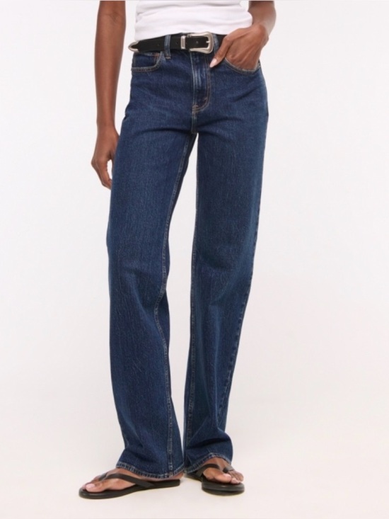 Abercrombie & Fitch Denim - Abercrombie & Fitch High-Rise Women's Blue Straight Jeans